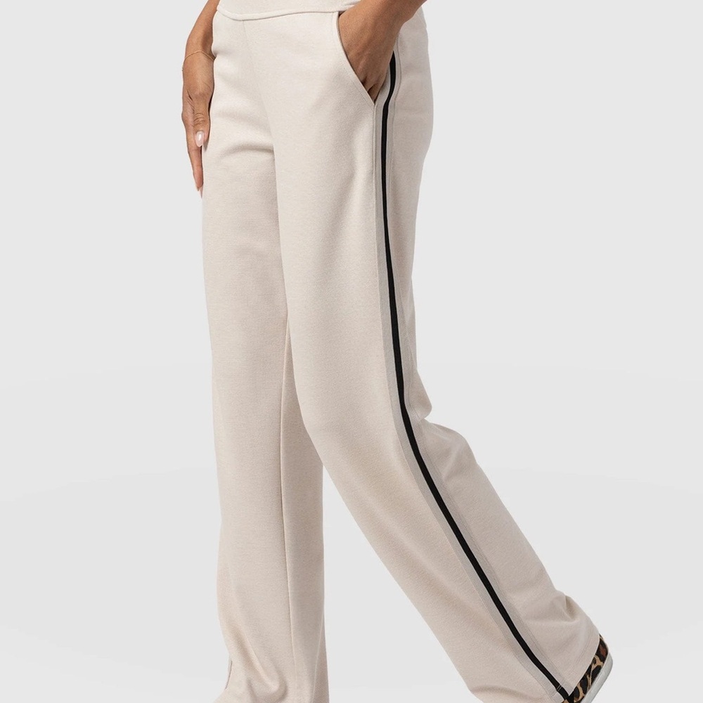 Saint + Sofia Runway Pants Light Beige with stripe